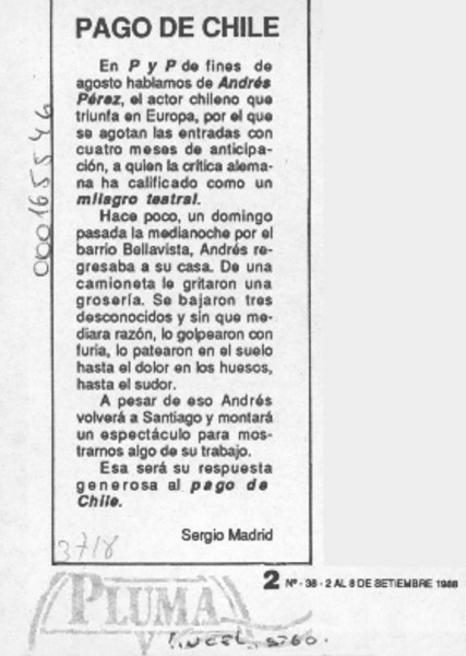 Pago de Chile  [artículo] Sergio Madrid.