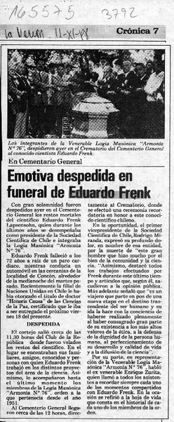 Emotiva despedida en funeral de Eduardo Frenk  [artículo].