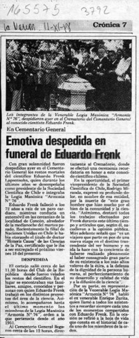 Emotiva despedida en funeral de Eduardo Frenk  [artículo].