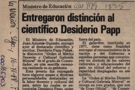 Entregaron distinción al científico Desiderio Papp  [artículo].