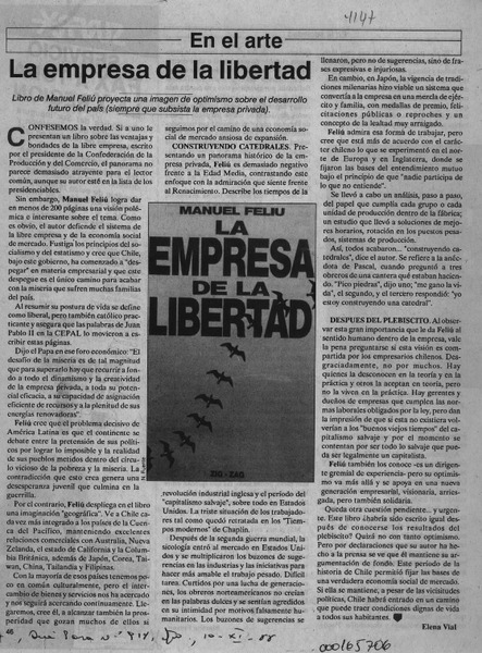 La empresa de la libertad  [artículo] Elena Vial.
