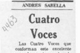 Cuatro voces  [artículo] Andrés Sabella.
