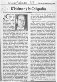 D'Halmar y la caligrafía  [artículo] Raúl Rettig.