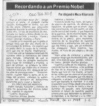 Recordando a un Premio Nobel  [artículo] Alejandro Meza Albarracín.