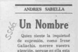 Un nombre  [artículo] Andrés Sabella.