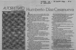 Humberto Díaz-Casanueva, "Siento admiración por los mendigos"  [artículo] Luis Alberto Ganderats.