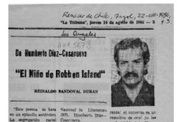 "El niño de Robbe Island"  [artículo] Reinaldo Sandoval Durán.