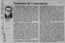 Testimonio de consecuencia  [artículo] Enrique Krauss Rusque.