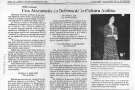 Una Atacameña en defensa de la cultura andina  [artículo].
