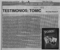 Testimonios, Tomic  [artículo] Jorge Donoso P.