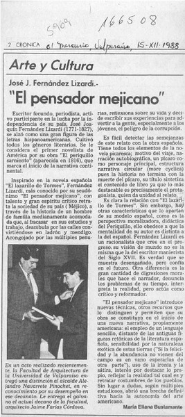 "El pensador mejicano"  [artículo] María Eliana Bustamante.