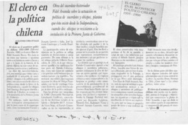 El clero en la política chilena  [artículo] Alejandro Vera Ovalle.
