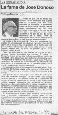 La fama de José Donoso  [artículo] Hugo Montes.