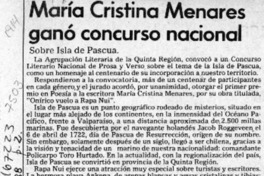 María Cristina Menares ganó concurso nacional  [artículo] Baccio Salvo.