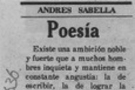 Poesía  [artículo] Andrés Sabella.