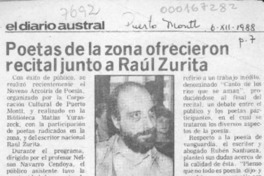 Poetas de la zona ofrecieron recital junto a Raúl Zurita  [artículo].