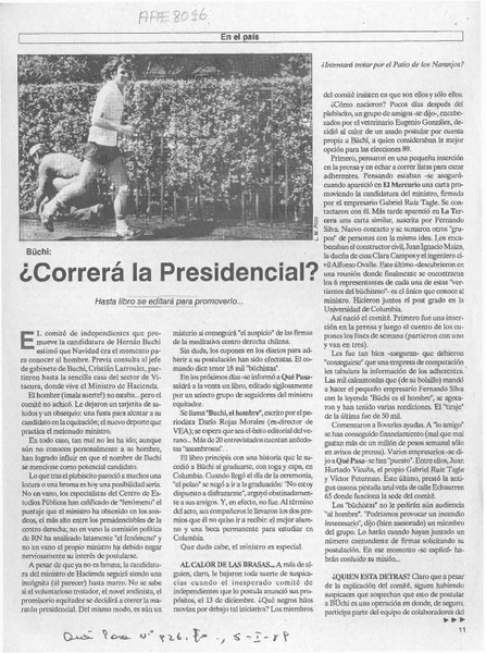 Correrá la presidencial?  [artículo] Luisa García H.