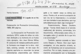 Juan Gómez Millas, el legado de un humanista  [artículo] Erwin Haverbeck O.
