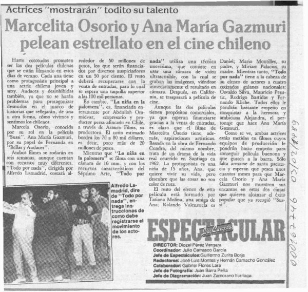 Marcelita Osorio y Ana María Gazmuri pelean estrellato en el cine chileno  [artículo].