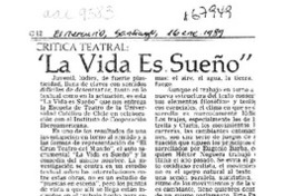 "La vida es sueño"  [artículo] Agustín Letelier.