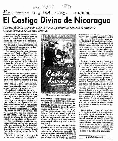 El castigo divino de Nicaragua  [artículo] Rodolfo Gambetti.