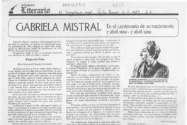 Gabriela Mistral en el centenario de su nacimiento 7 abril 1889- 7 abril 1989  [artículo].
