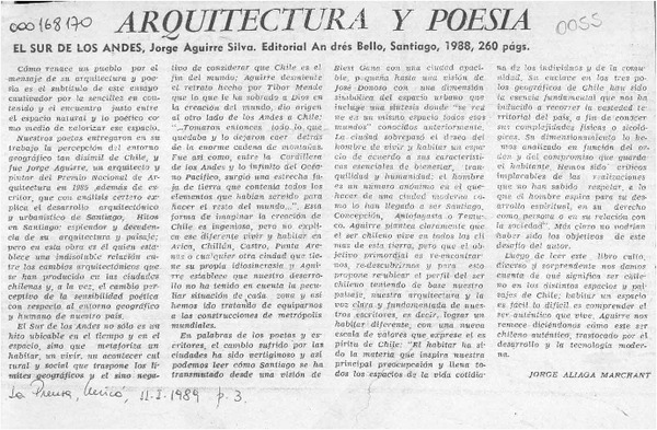 Arquitectura y poesía  [artículo] Jorge Aliaga Marchant.