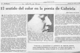 El sentido del color en la poesía de Gabriela  [artículo] José María Palacios.