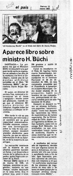 Aparece libro sobre ministro H. Büchi  [artículo].