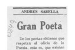 Gran poeta  [artículo] Andrés Sabella.