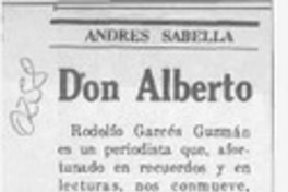 Don Alberto  [artículo] Andrés Sabella.