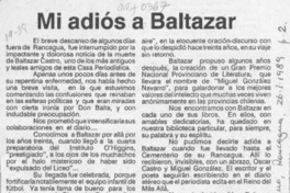 Mi adiós a Baltazar  [artículo] Héctor González V.