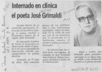 Internado en clínica el poeta José Grimaldi