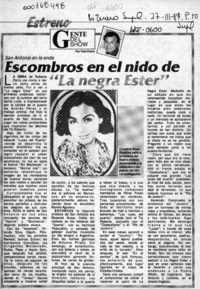 Escombros en el nido de "La negra Ester"  [artículo] Toño Freire.