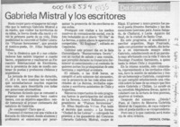 Gabriela Mistral y los escritores  [artículo] Cronos.