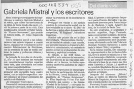 Gabriela Mistral y los escritores  [artículo] Cronos.