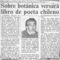 Sobre botánica versará libro de poeta chileno