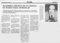 Academia Chilena de la Lengua en pleno para homenaje  [artículo].
