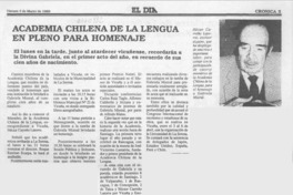 Academia Chilena de la Lengua en pleno para homenaje  [artículo].