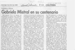 Gabriela Mistral en su centenario  [artículo] Filebo.