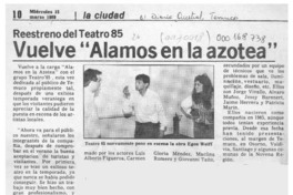 Vuelve "Alamos en la azotea"  [artículo].
