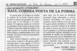 Raúl Correa poeta de la forma