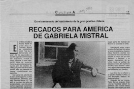 Recados para América de Gabriela Mistral  [artículo].
