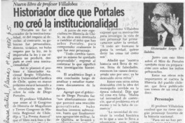 Historiador dice que Portales no creó la institucionalidad