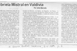 Gabriela Mistral en Valdivia  [artículo] Jaime Quezada.