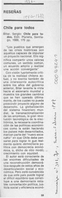 Chile para todos  [artículo] Renato Hevia.