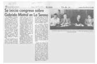 Se inicia congreso sobre Gabriela Mistral en La Serena  [artículo] Rolando Castillo.