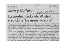 La poetisa Gabriela Mistral y su obra "La maestra rural"  [artículo] María Eliana Bustamante.
