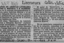 40 años de amistad literaria entre G. Mistral y E. Barrios  [artículo].