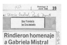 Rindieron homenaje a Gabriela Mistral  [artículo].